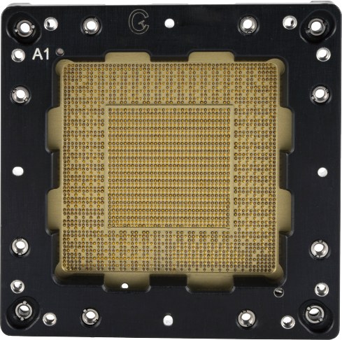 High-speed coaxial test socket — high pin count assembly with fine-pin array